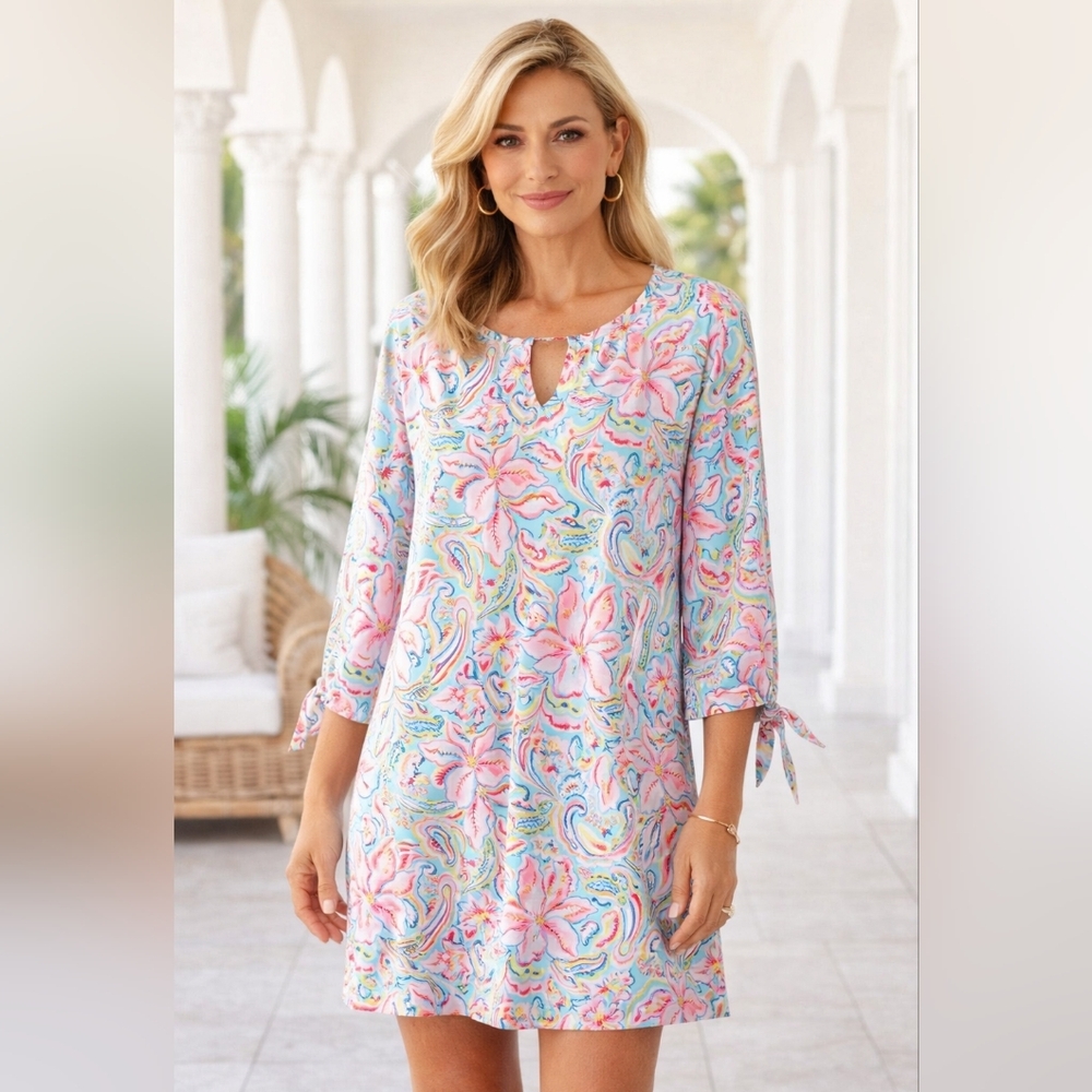 Stelle Parker Floral Multi-Color Long Sleeve Dress ✨️Good Condition✨️ Size XL